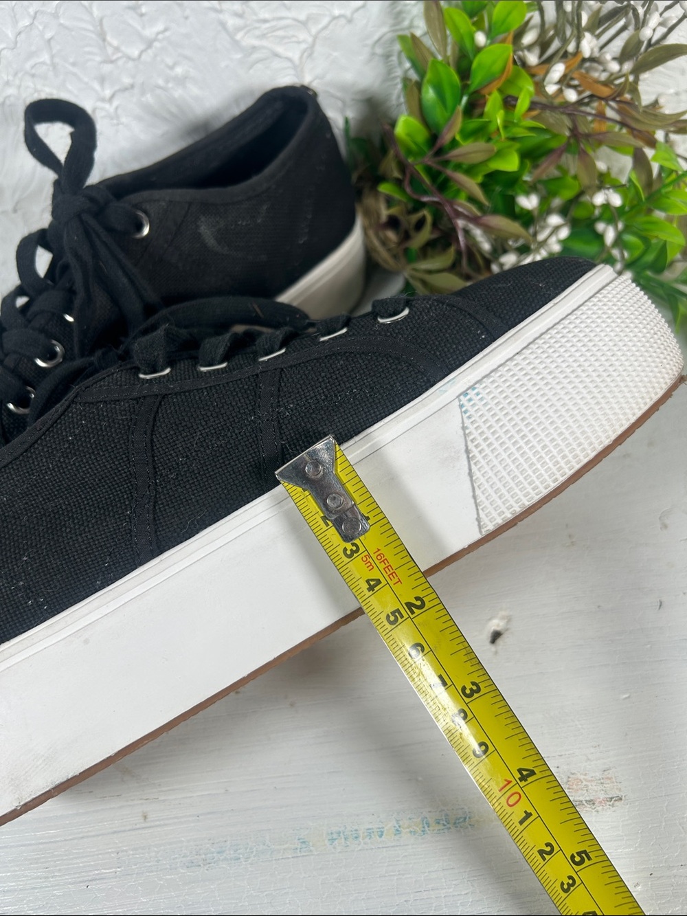 Steve Madden Platform Black Canvas Lace-Up Sneakers Size 7.5 - Picture 11 of 15